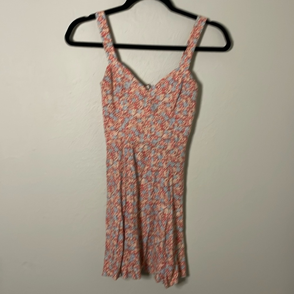 Reformation Floral Front Mini Dress Smock back V- neck  Size 2